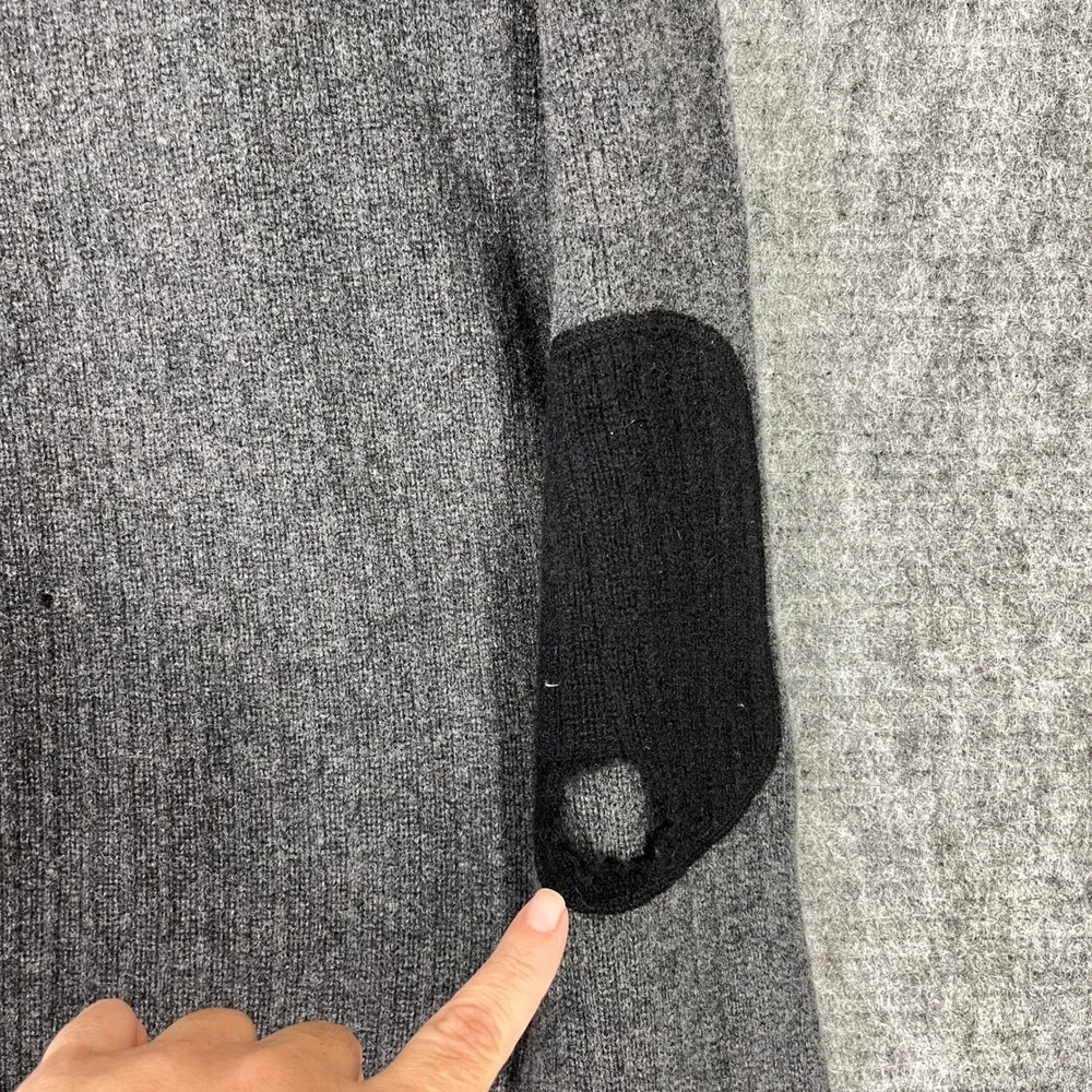 Vintage Banana Republic Lambswool Cashmere Sweater Mens L Gray Elbow Patch Y2K‎